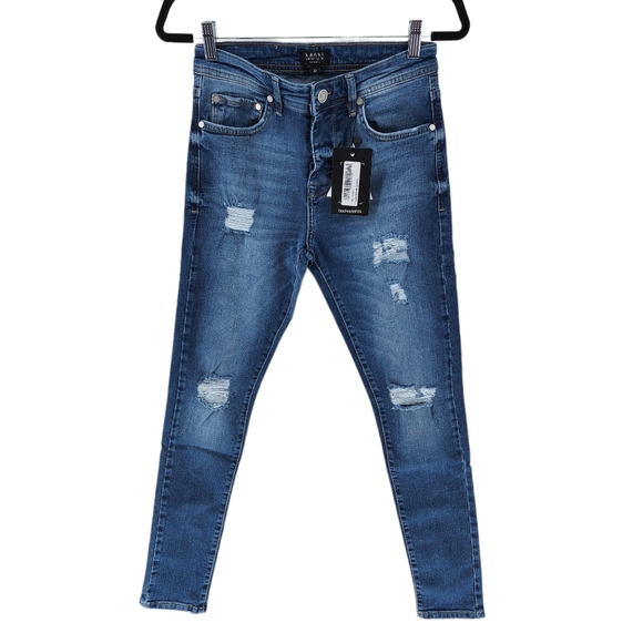 Boohoo Men's Super Skinny Multi Rip Jeans - Picture 2 of 8